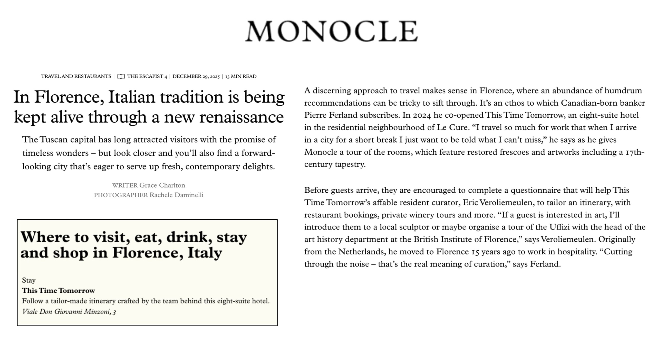 In Florence, Italian tradition is being kept alive through a new renaissance